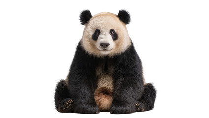 Giant panda sitting calmly, isolated on transparent background © Aliona