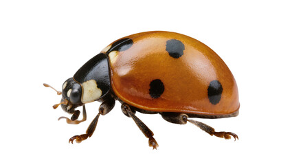 Orange ladybug with black spots, isolated on transparent background © Aliona