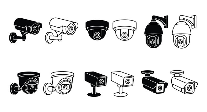 Security Camera Silhouettes A Collection Of Black And White Designs Silhouette