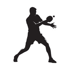 Obraz premium Table tennis player silhouette against a white background dynamic sports illustration