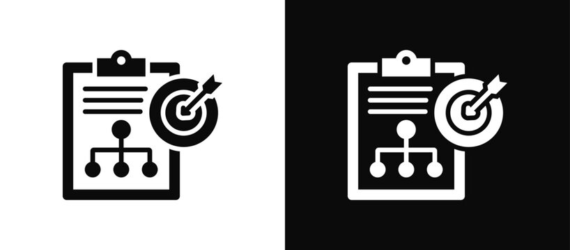 Scenario Planning icon set black and white