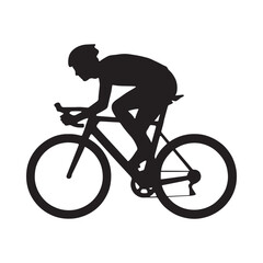 Obraz premium Cyclist Silhouette On A Road Bike Black And White Graphic