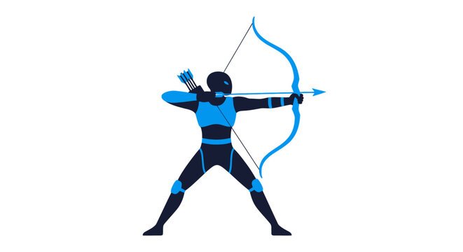 Blue archer character with bow and arrow illustration.