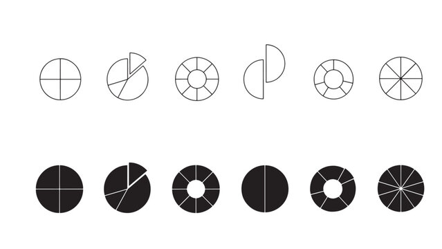   
Geometric fraction divided circle icons