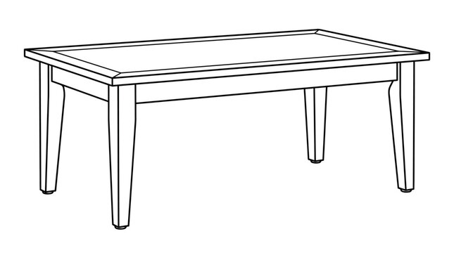 Minimalist Rectangular Wooden Table Vector
