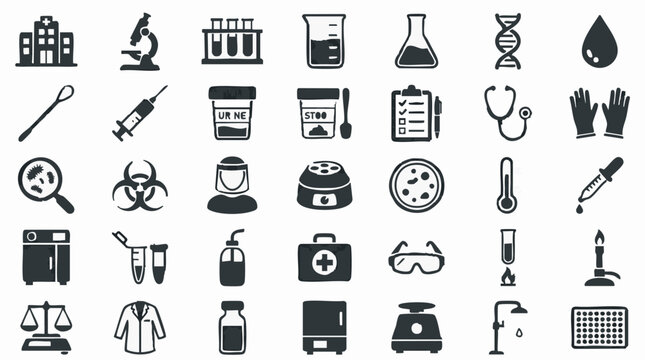 Medical and Laboratory Science Icons Set for Healthcare and Research