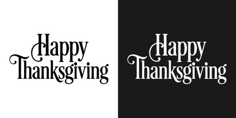 Happy thanksgiving typography split screen elegant black and white festive greeting for holiday marketing © EMRAN HASAN