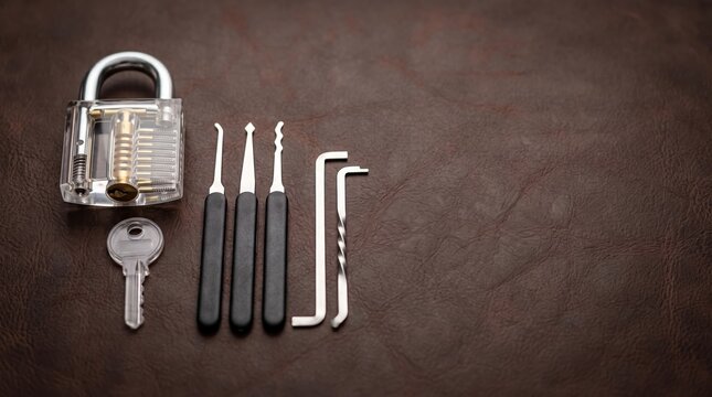 Lock Picking Tools and Transparent Padlock Set