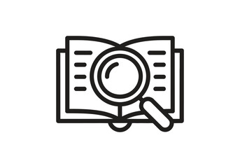 Book Research Magnifier Study Search Information Icon Vector Illustration
