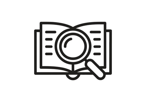 Book Research Magnifier Study Search Information Icon Vector Illustration