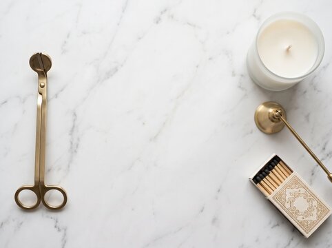 Luxury Candle Care Tools on White Marble