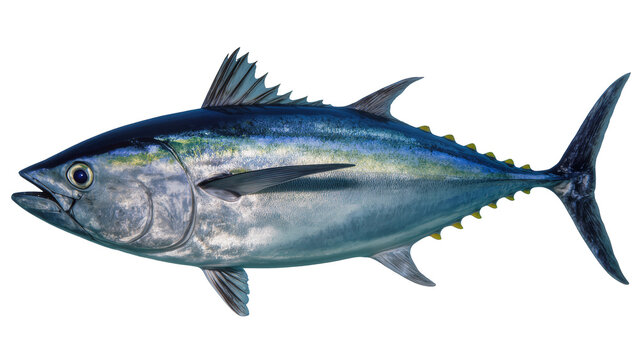 Bluefin tuna fish with metallic blue and silver scales