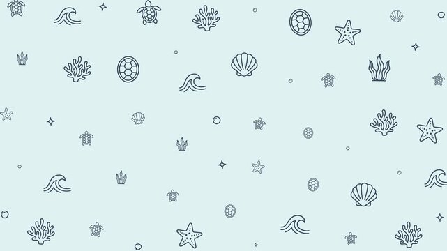 Turtle Pattern With Ocean Doodles