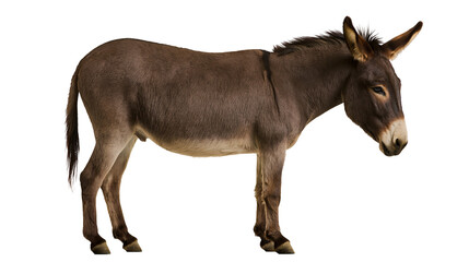 Fototapeta premium Brown donkey standing profile view