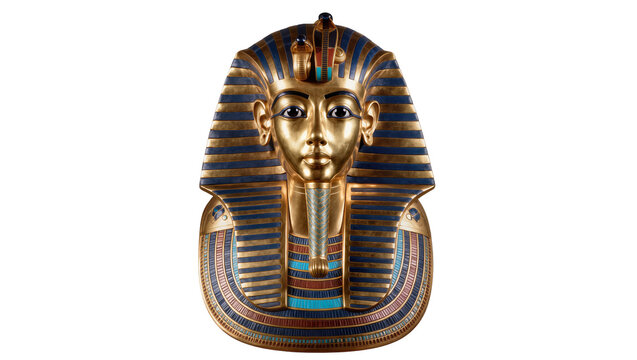 Golden Pharaoh Tutankhamun Mask with Blue Stripes