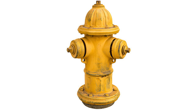 Yellow cast iron fire hydrant with two nozzles