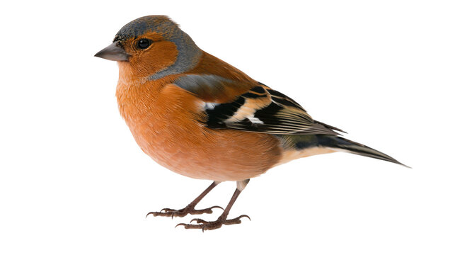 Male Common Chaffinch bird with orange breast and grey head