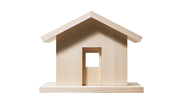 Simple wooden house model with square opening