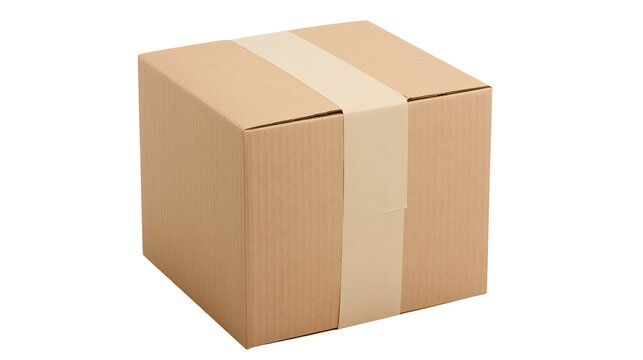 Cardboard shipping box sealed with tape
