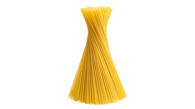 Bundle of dry spaghetti pasta twisted into a knot