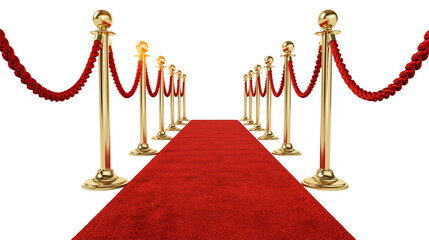 Red carpet with gold stanchions and velvet ropes © Femke