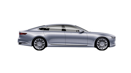 Fototapeta premium Silver luxury sedan car side view