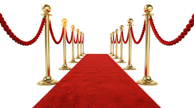 Red carpet with gold stanchions and velvet ropes