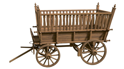 Wooden horse-drawn cart with railing and seat © Fried