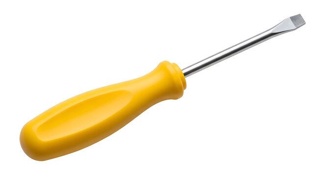 Yellow handled screwdriver with flathead tip