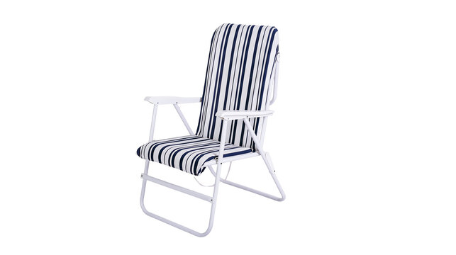 Striped folding beach chair with white frame