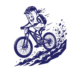 Fototapeta premium Energetic burrito character riding a mountain bike with backpack mountain character backpack outdoors exercise lifestyle activity illustration