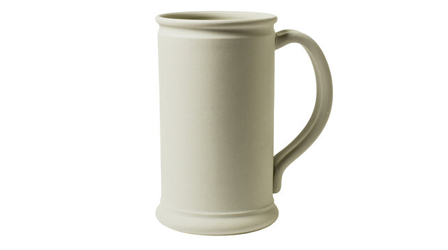Tall ceramic stein with handle, light beige color