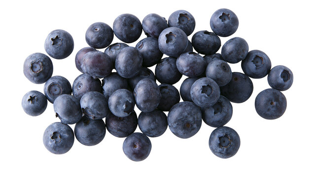 Heap of fresh ripe blueberries with visible bloom