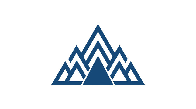 Geometric blue triangle mountain range abstract logo design.