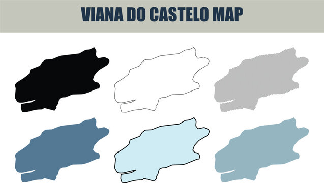 Viana do Castelo map variations showing outline and fill in different colors