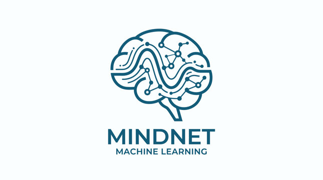 Mindnet machine learning logo with circuit brain network symbol.