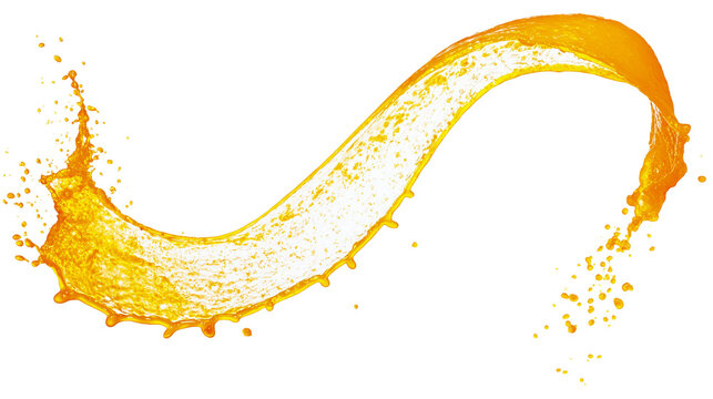 Orange juice splash wave with droplets