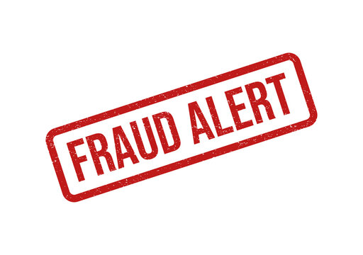 Red grunge rubber stamp with text fraud alert