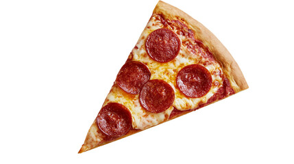 Pepperoni pizza slice with melted cheese and crispy crust