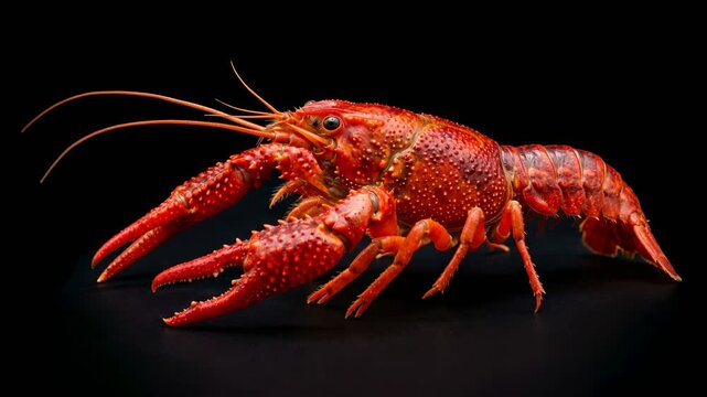 crayfish isolated on black background close up video
