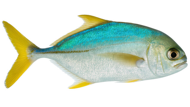 Yellowtail fish with blue and silver scales