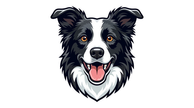 Cartoon border collie dog head illustration