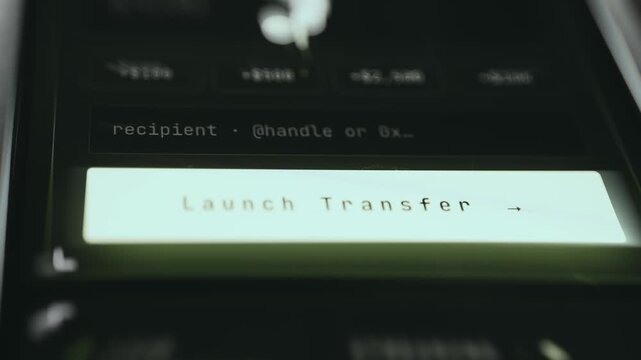 Launch Transfer button being tapped to initiate the transaction process