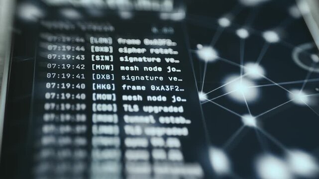 Logs showing network handshake and encryption process