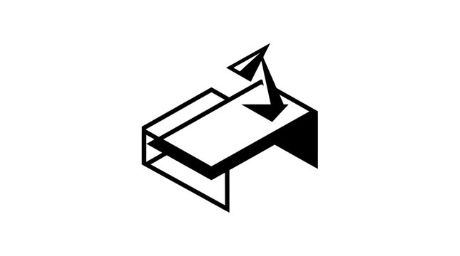 Minimalist line art illustration of a diver jumping off a high diving board into water, symbolizing courage and summer recreation.