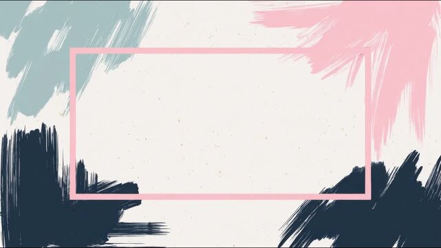 Pastel brushstroke decorative border frame with empty copy space seamless loop hand drawn digital animation for text overlay