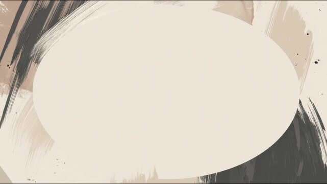 Abstract beige brush stroke decorative border for copy space text overlay neutral center with subtle sweeping motion hand drawn digital seamless loop animation