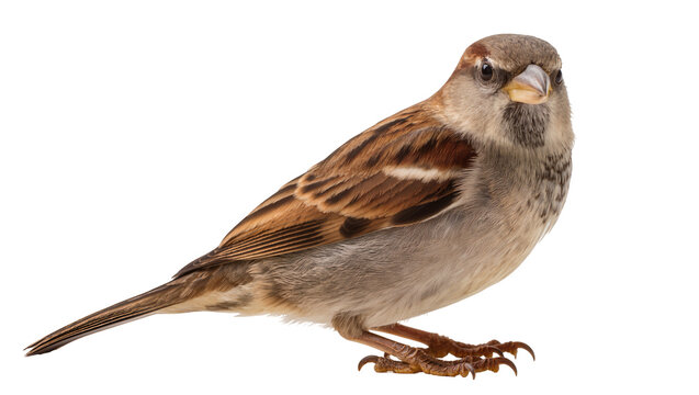 House sparrow bird with brown and grey feathers perched