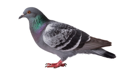 Obraz premium Gray pigeon with iridescent neck feathers, isolated on transparent background