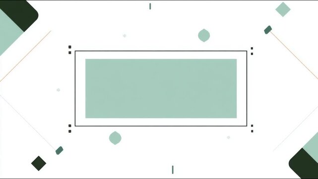 Decorative geometric rectangle border frame with central copy space sliding shapes on white backdrop seamless loop hand drawn digital animation for text overlay template